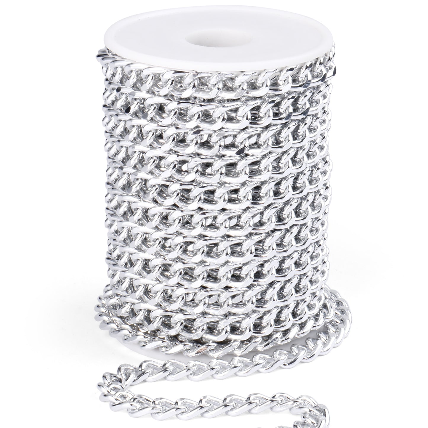 33 Feet Gold/Silver Plated Aluminium Curb Cuban Chains Roll Spool