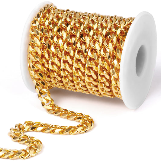 16.5 Feet 9mm Diamond-Cut Miami Cuban Chain Roll Bulk