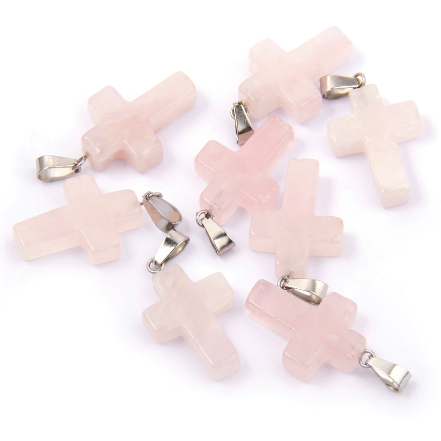 12PCS Natural Stone Cross Pendant Charms Bulk