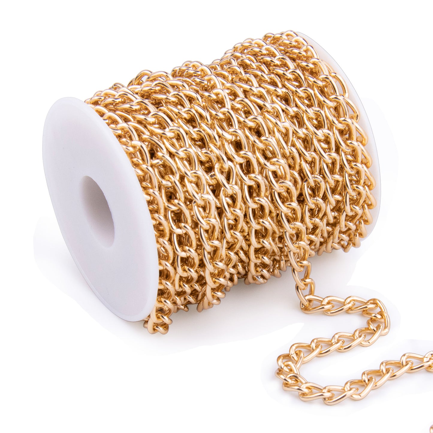 33 Feet Gold/Silver Plated Aluminium Curb Cuban Chains Roll Spool