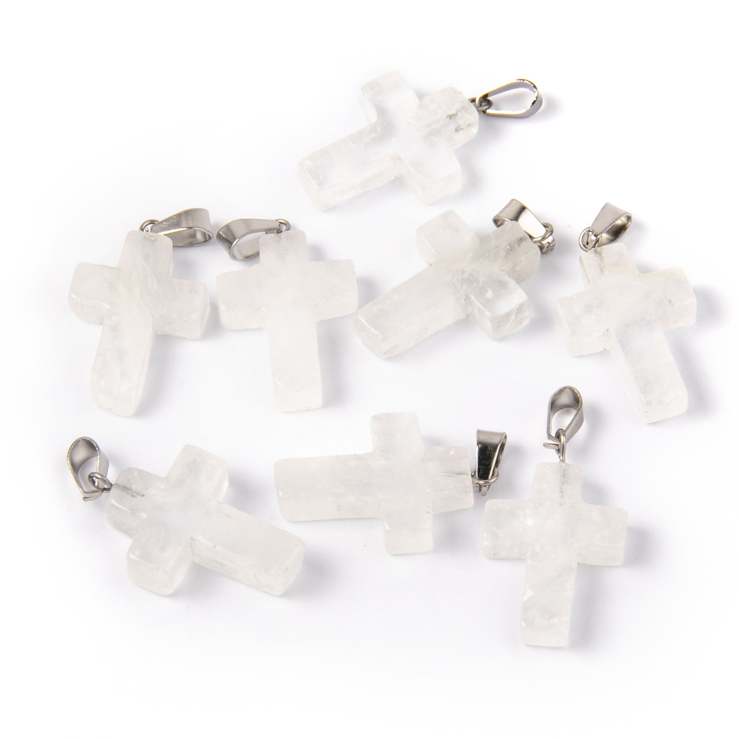 12PCS Natural Stone Cross Pendant Charms Bulk